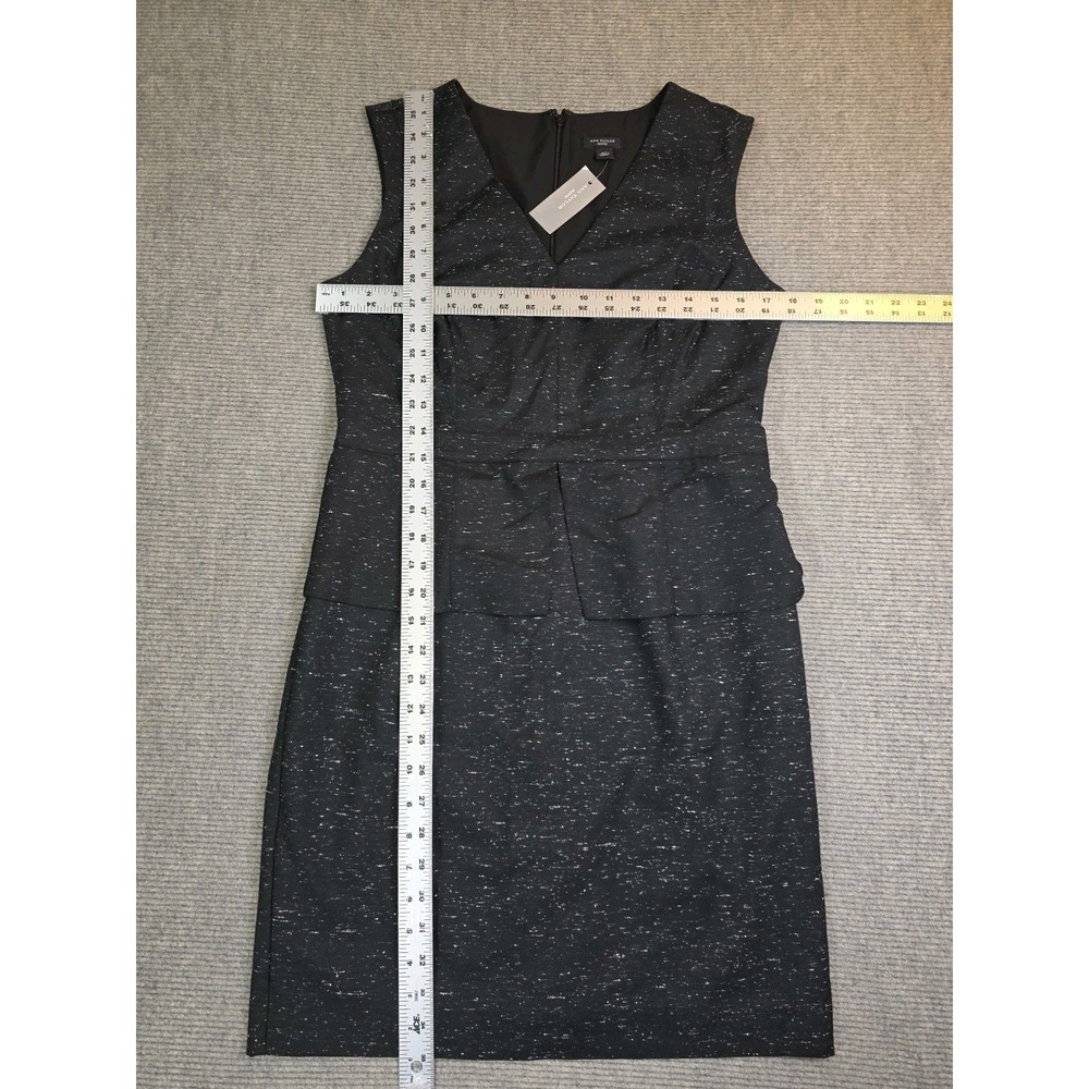 Ann Taylor Petite 8P Dress Black White Speckled Sleeveless Zip Pencil NEW - Picture 4 of 16